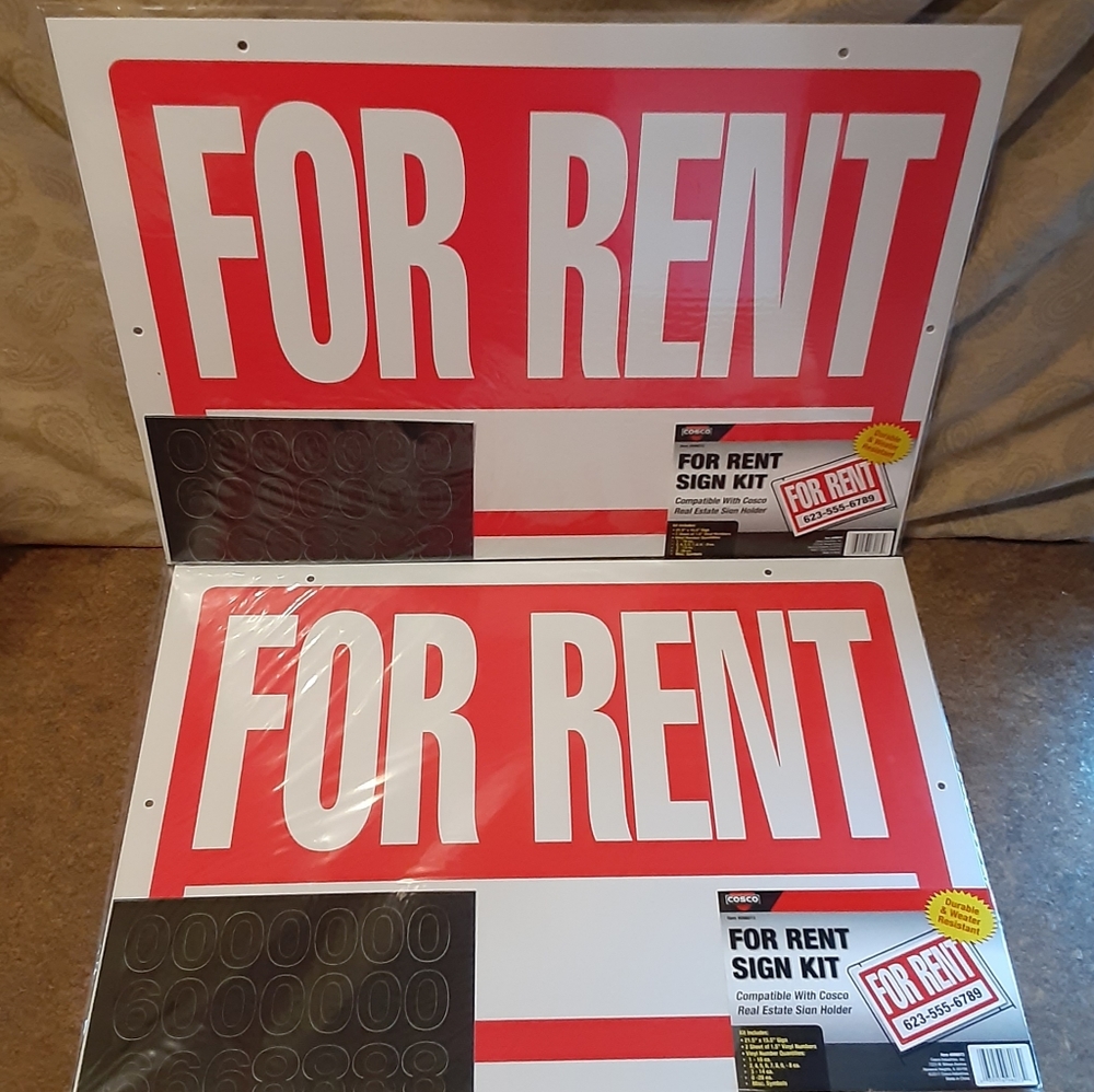 Cosco For Rent 21 1/2" x 15 1/2" Sign Kit - New/Se